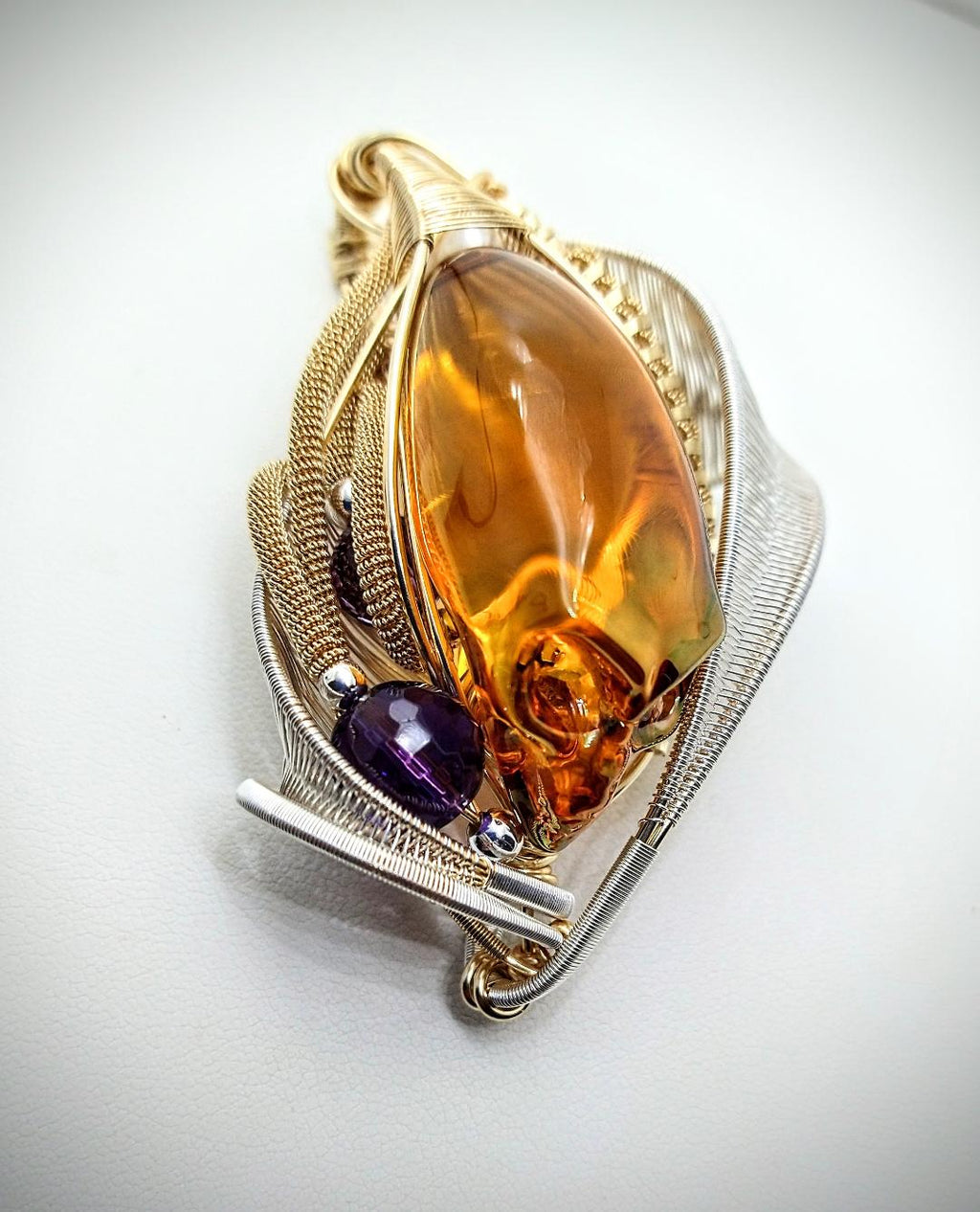 Amber Alien Glass Amulet – Rare Cosmic Amber Energy Pendant