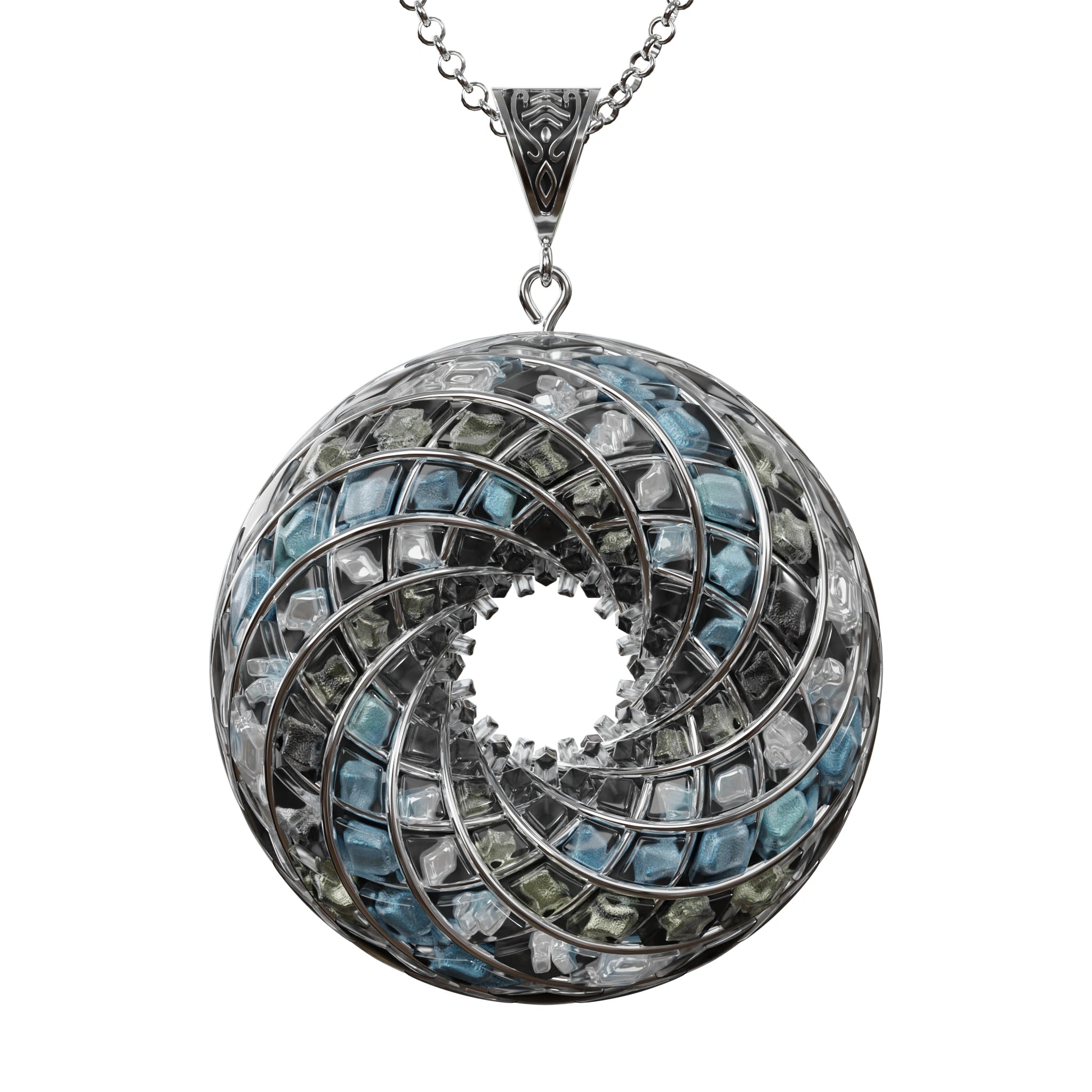 Custom Superluminal Spiral iZ Crystal Toroidal Pendant