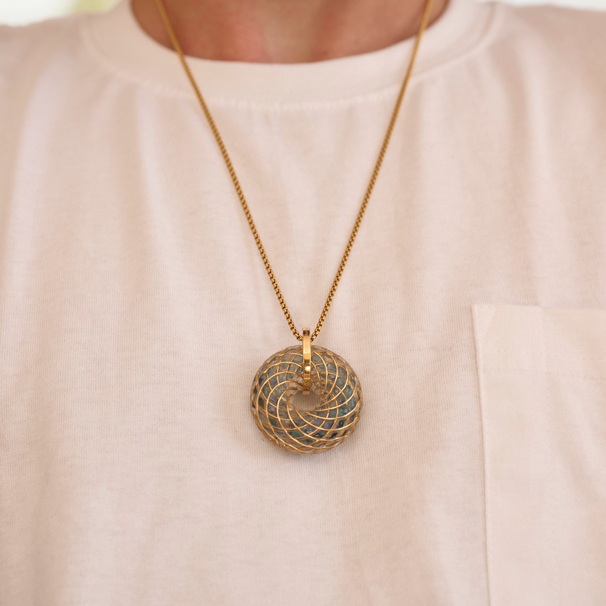 Aqua Superluminal iTorus iZ Crystal Toroidal Pendant