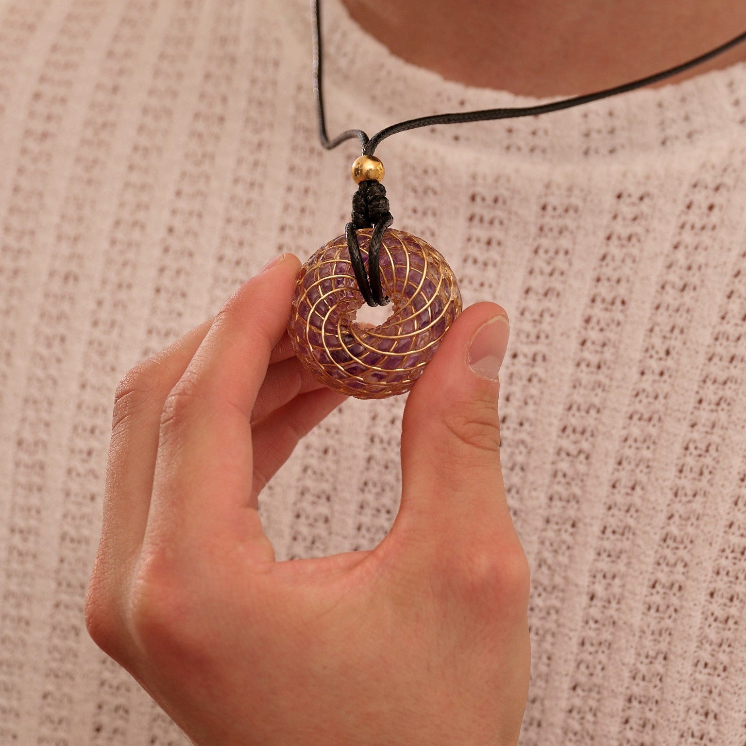 Violet Flame iTorus iZ Crystal Toroidal Pendant