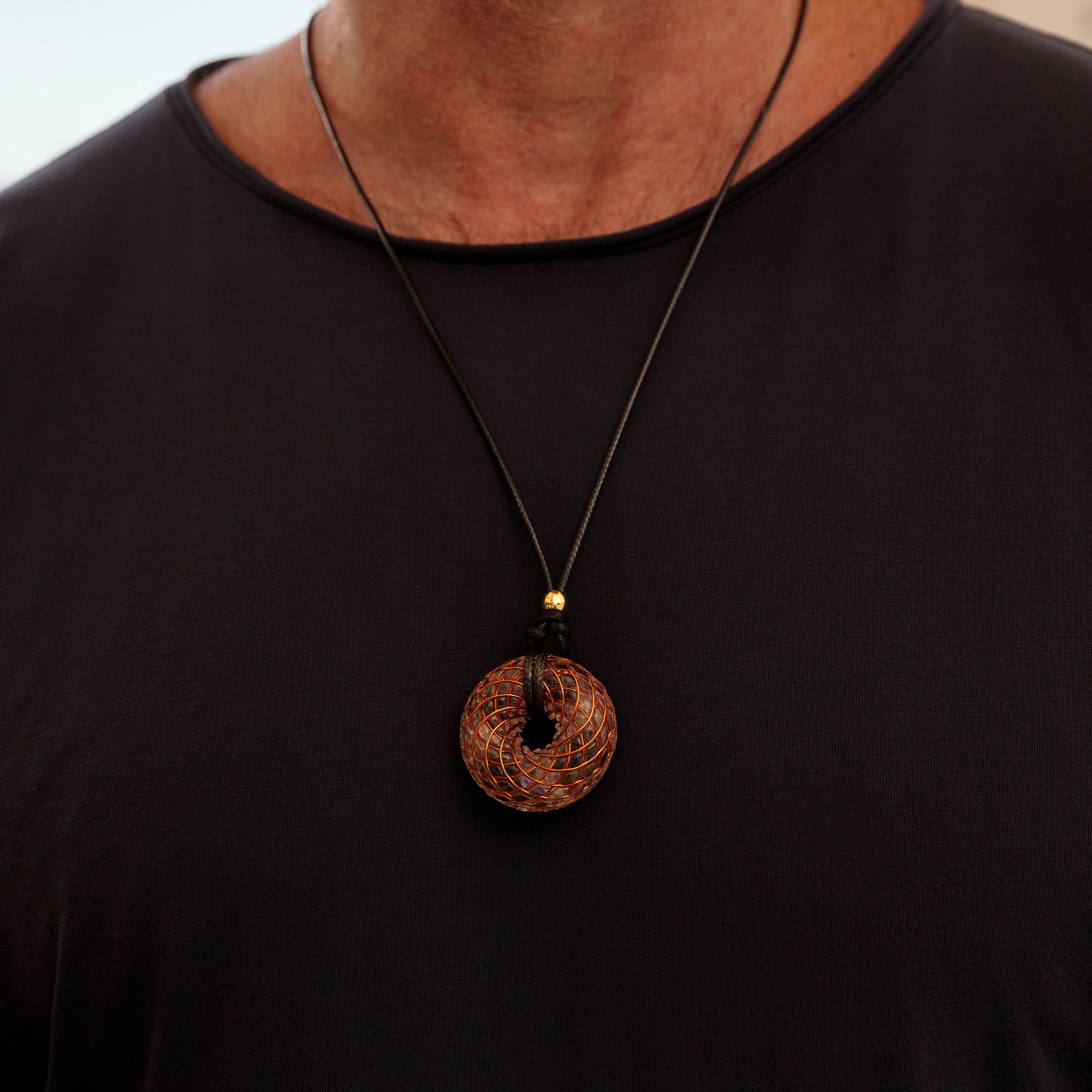 Moldavite & Angel Aura - iTorus iZ Crystal Toroidal Pendant