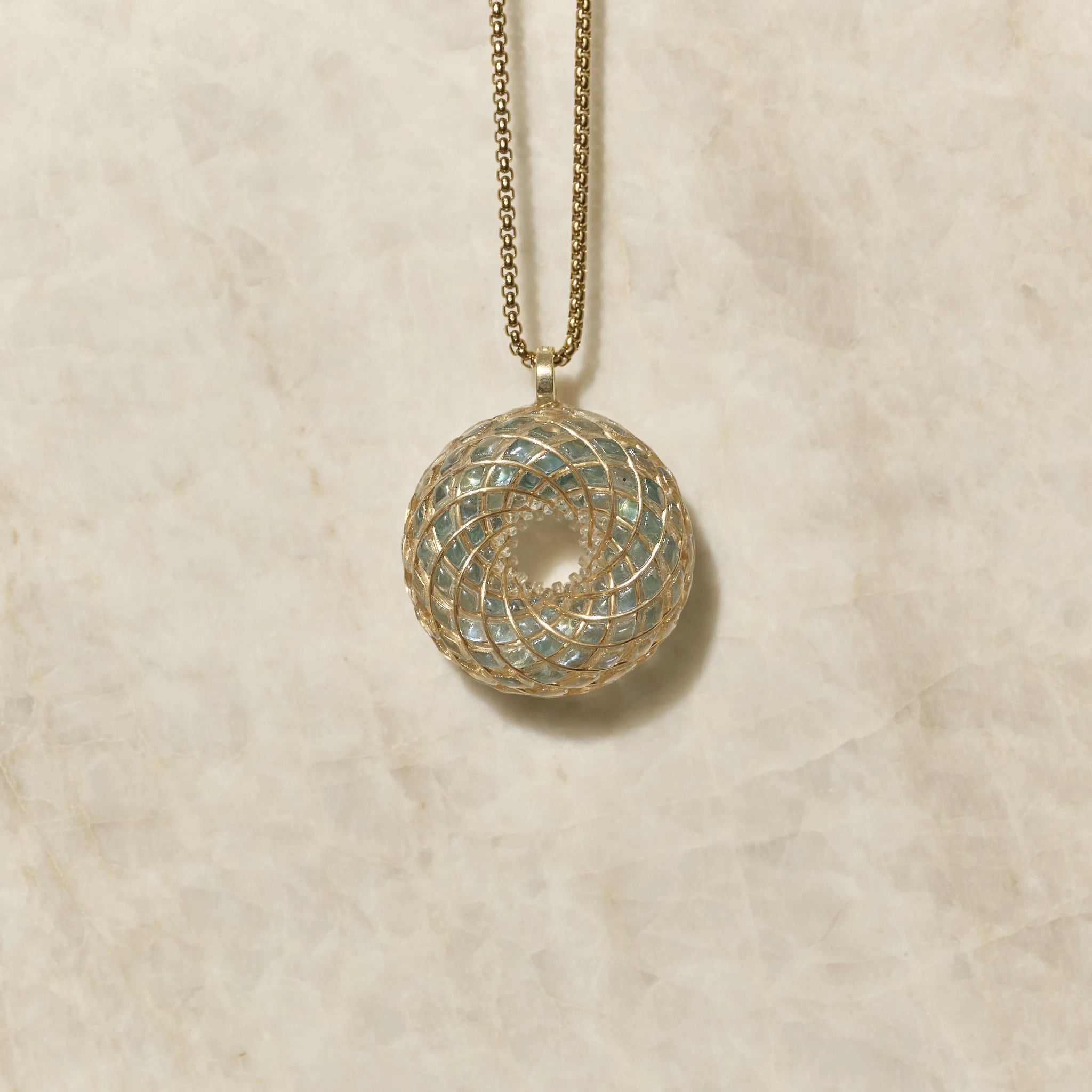 Aqua Superluminal iTorus iZ Crystal Toroidal Pendant