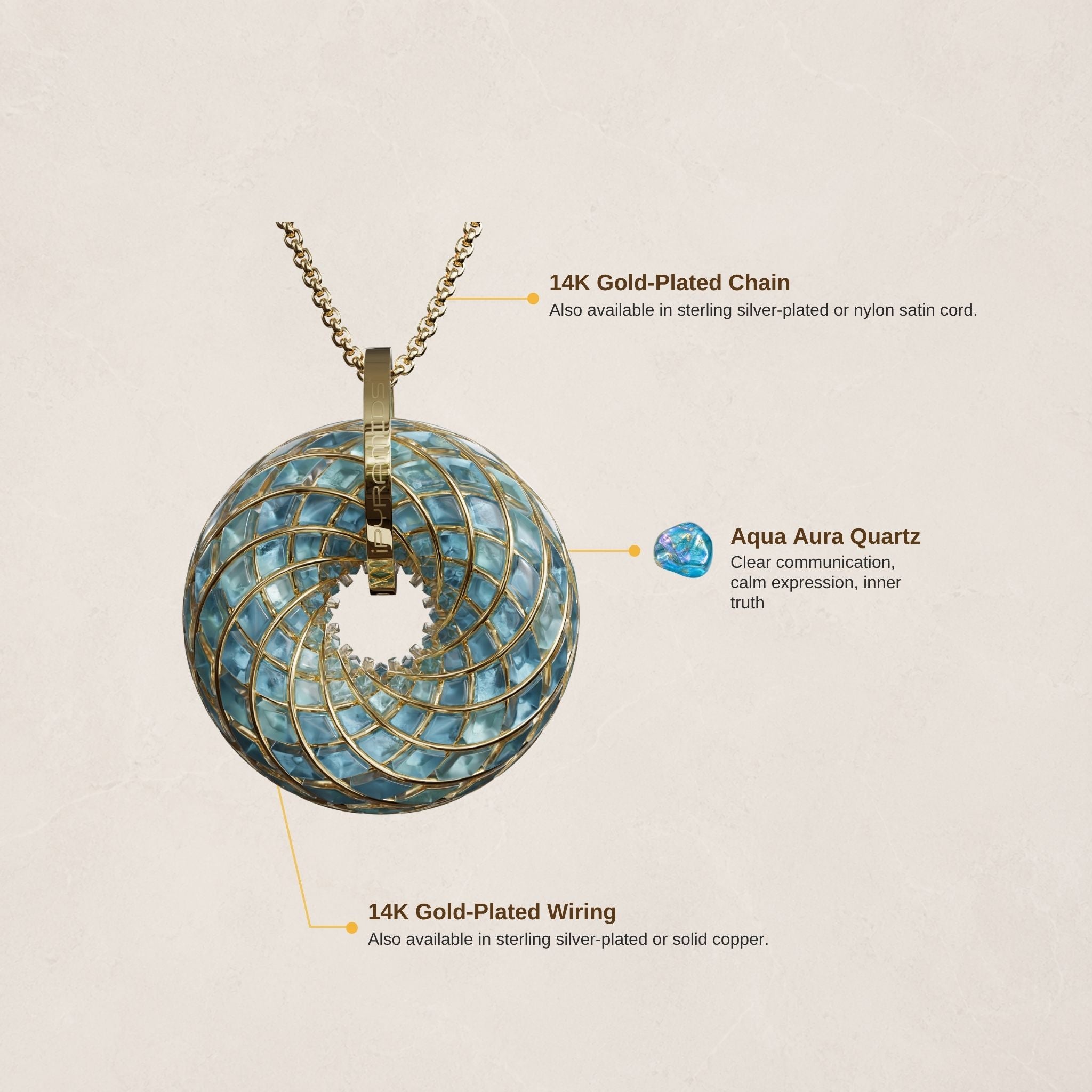 Aqua Superluminal iTorus iZ Crystal Toroidal Pendant