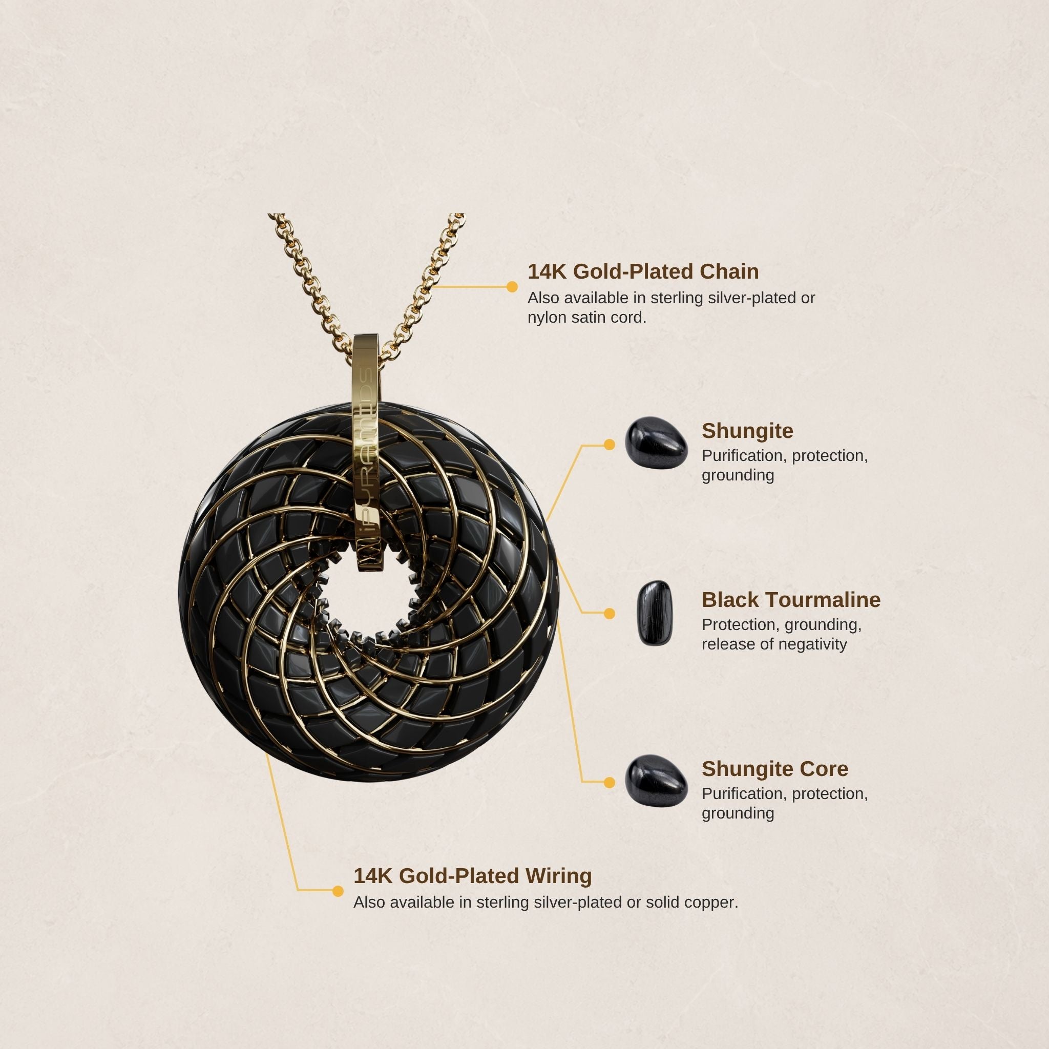 C60 Shungite - iTorus iZ Crystal Toroidal Pendant