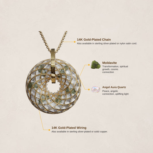 Moldavite & Angel Aura - iTorus iZ Crystal Toroidal Pendant