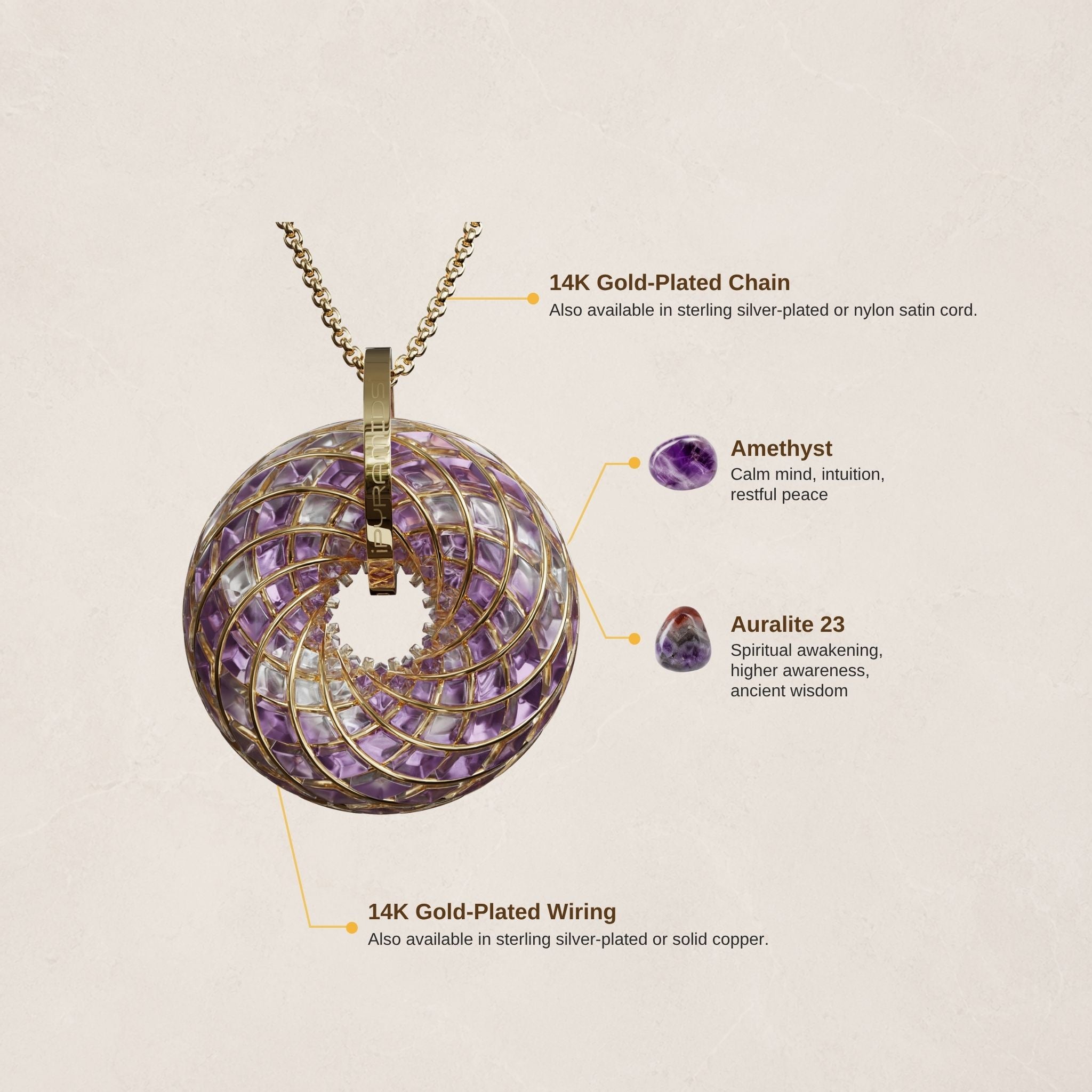 Violet Flame iTorus iZ Crystal Toroidal Pendant