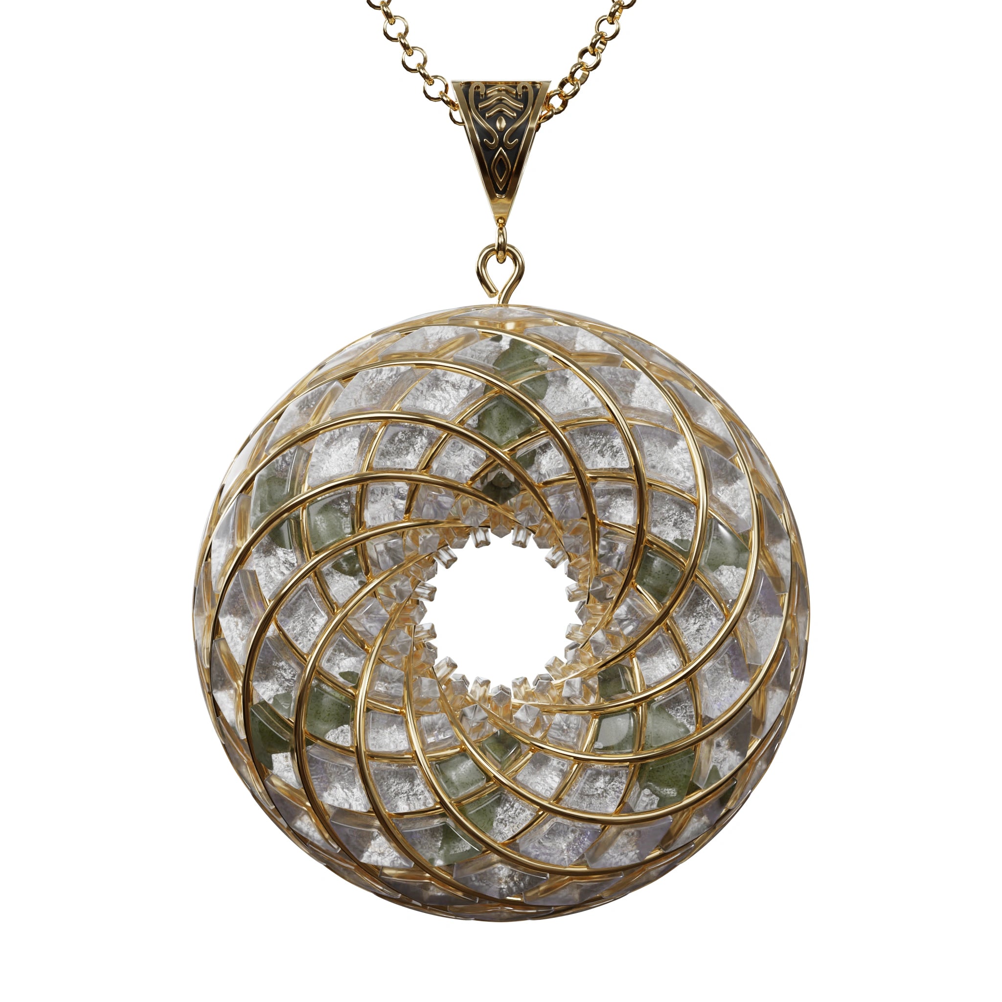 Moldavite & Angel Aura - iTorus iZ Crystal Toroidal Pendant