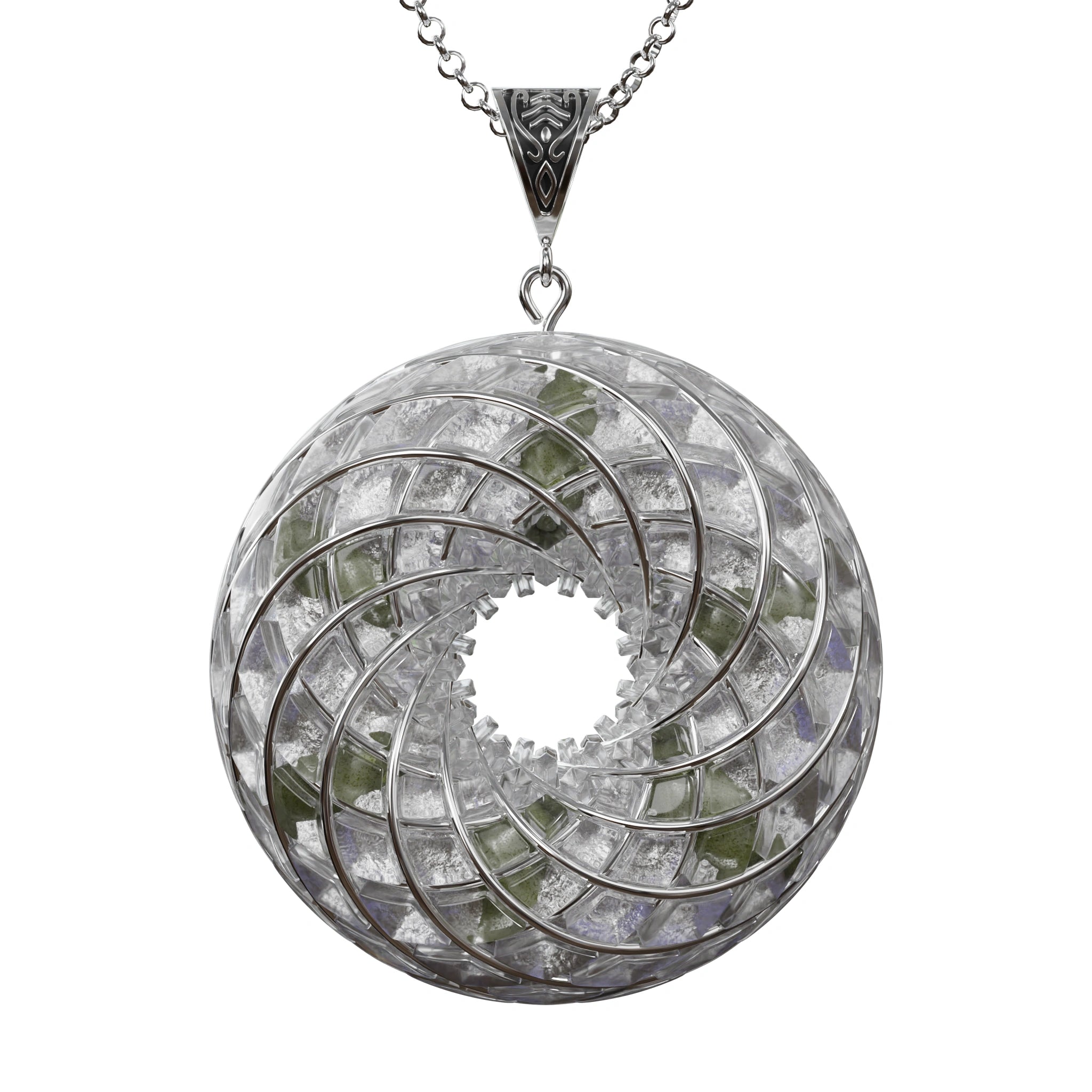 Moldavite & Angel Aura - iTorus iZ Crystal Toroidal Pendant